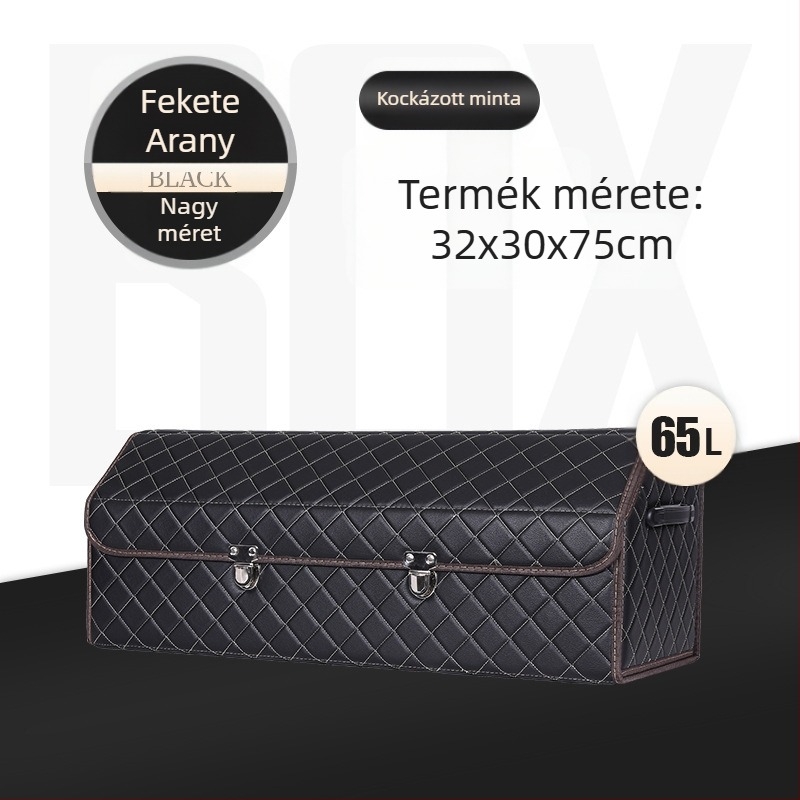 Bőr összecsukható autó csomagtartó tároló doboz, vízálló, fogantyúval