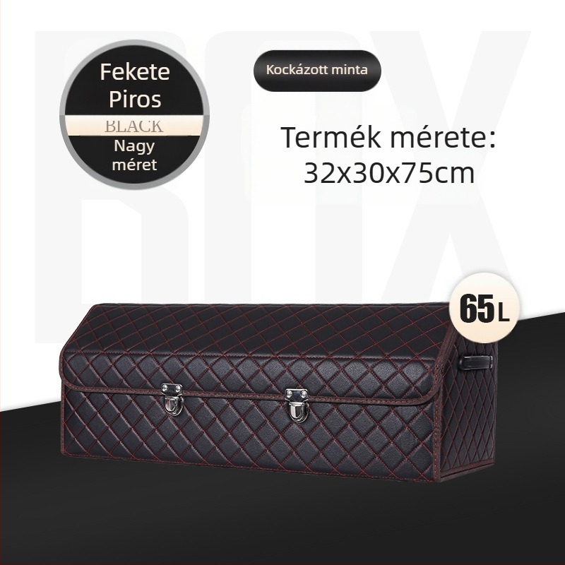 Bőr összecsukható autó csomagtartó tároló doboz, vízálló, fogantyúval