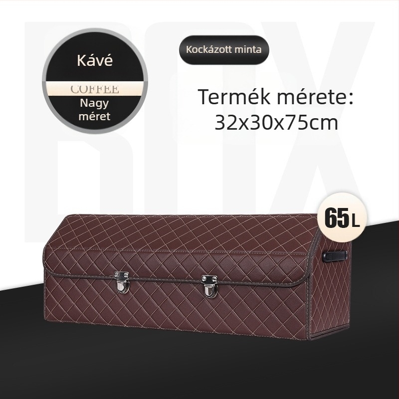 Bőr összecsukható autó csomagtartó tároló doboz, vízálló, fogantyúval