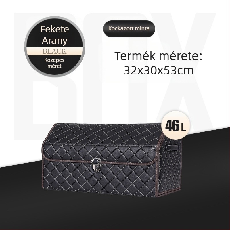 Bőr összecsukható autó csomagtartó tároló doboz, vízálló, fogantyúval