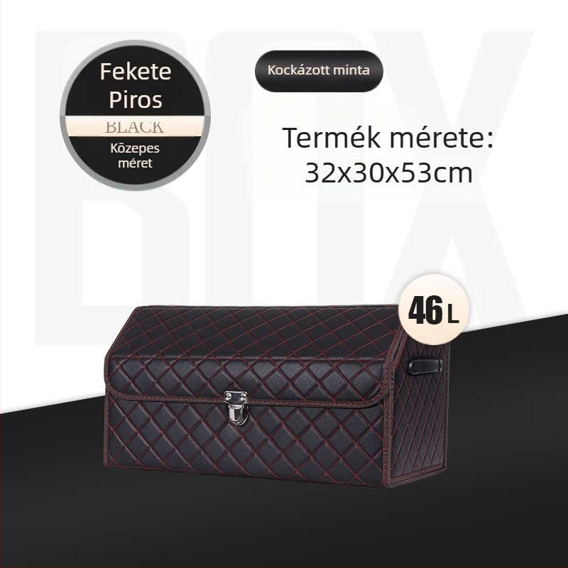 Bőr összecsukható autó csomagtartó tároló doboz, vízálló, fogantyúval