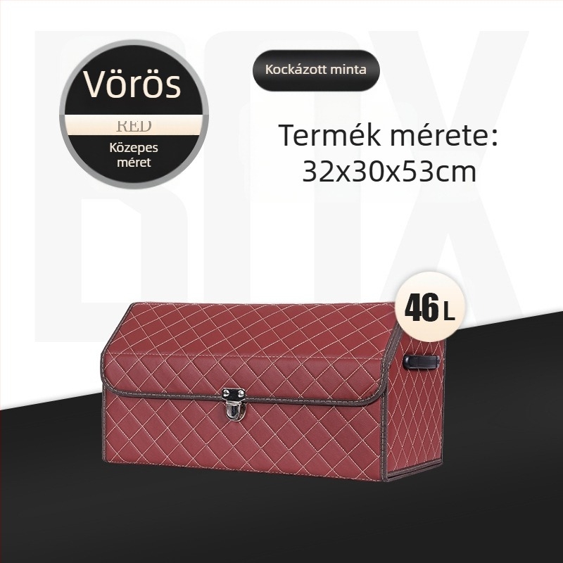 Bőr összecsukható autó csomagtartó tároló doboz, vízálló, fogantyúval