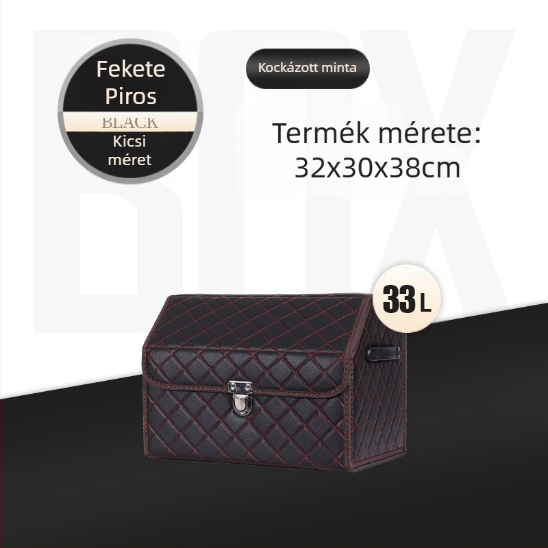 Bőr összecsukható autó csomagtartó tároló doboz, vízálló, fogantyúval