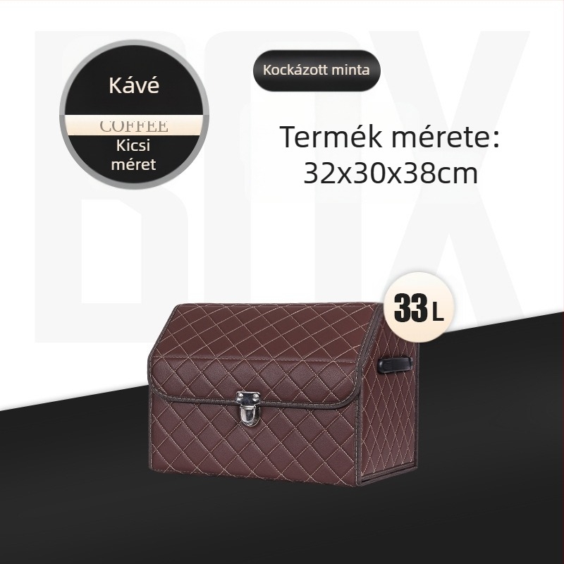 Bőr összecsukható autó csomagtartó tároló doboz, vízálló, fogantyúval