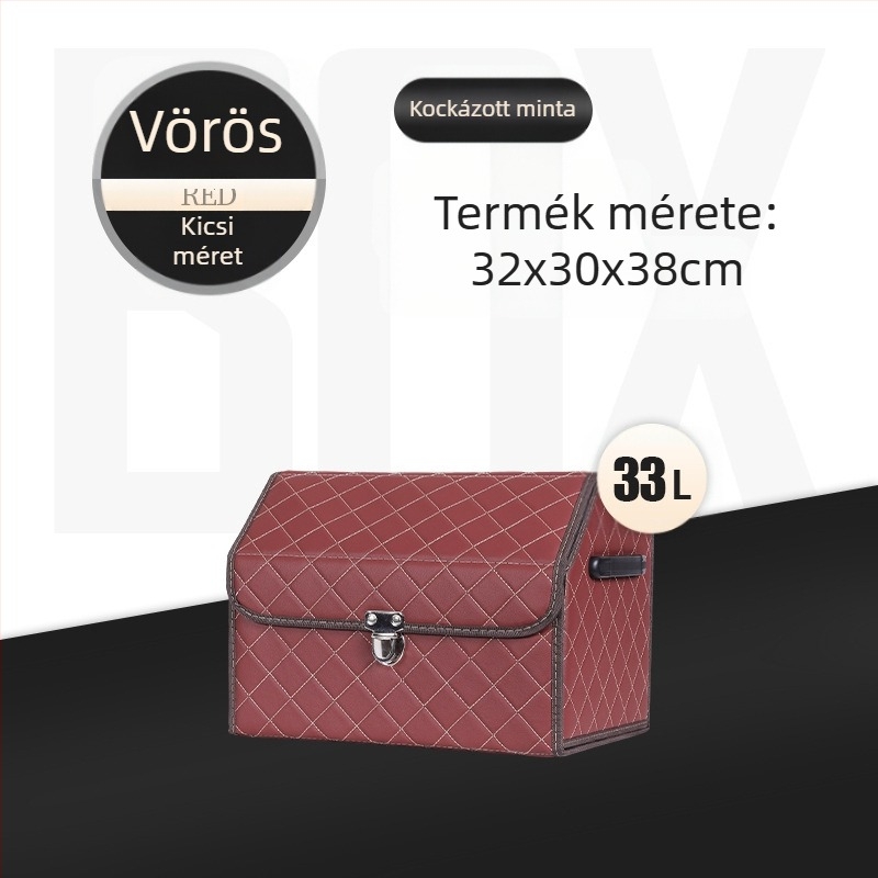 Bőr összecsukható autó csomagtartó tároló doboz, vízálló, fogantyúval