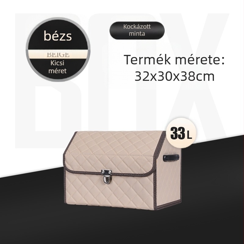 Bőr összecsukható autó csomagtartó tároló doboz, vízálló, fogantyúval