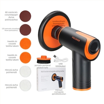 Vezeték nélküli töltésű autópolírozó és viaszoló készülék (Basdeo, ABS+fém, 80W, modell TR-5002)