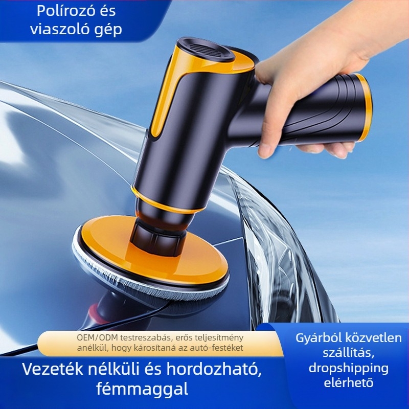 Vezeték nélküli töltésű autópolírozó és viaszoló készülék (Basdeo, ABS+fém, 80W, modell TR-5002)