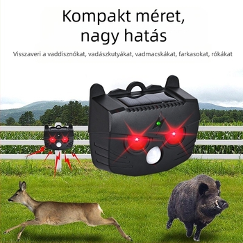 Multifunkcionális napelemes állatriasztó infravörös szenzorral – patkányok, madarak és disznók elleni riasztó (Model BL-219A, 1.2V, 20-45 kHz, 0.1W)