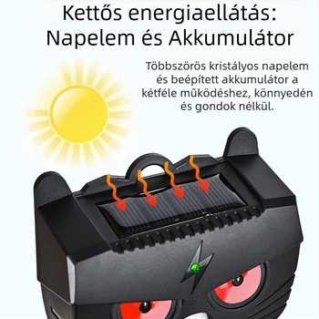 Multifunkcionális napelemes állatriasztó infravörös szenzorral – patkányok, madarak és disznók elleni riasztó (Model BL-219A, 1.2V, 20-45 kHz, 0.1W)