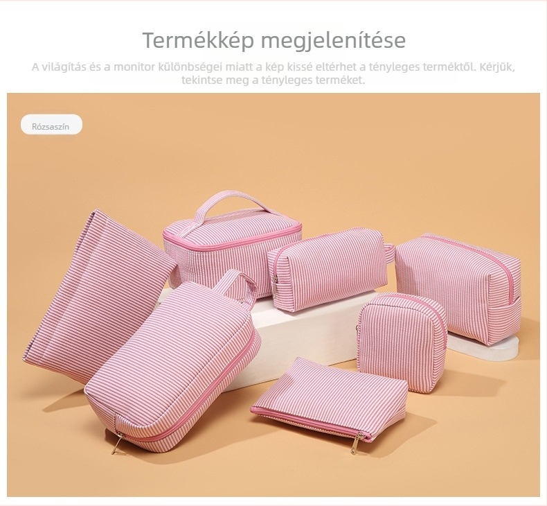7 darabos divatos mintás textil kozmetikai táska készlet, nagy kapacitású utazáshoz