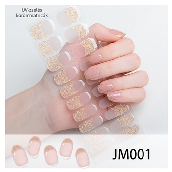 XT Félig megkötött gél köröm matricák – UV-lámpa aktiválható, francia stílus, minták: rózsa, márvány, virágok