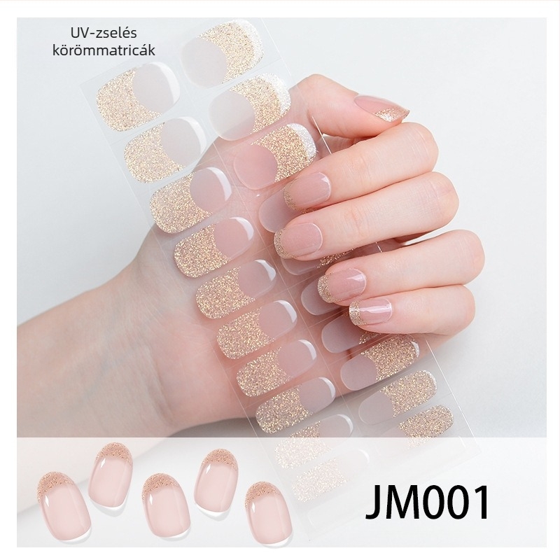 XT Félig megkötött gél köröm matricák – UV-lámpa aktiválható, francia stílus, minták: rózsa, márvány, virágok