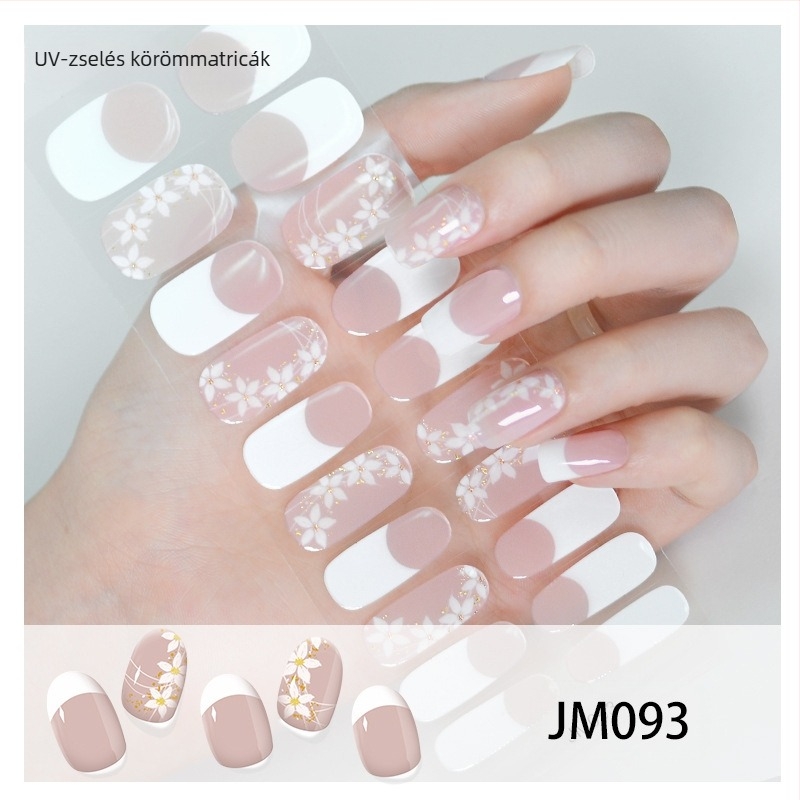XT Félig megkötött gél köröm matricák – UV-lámpa aktiválható, francia stílus, minták: rózsa, márvány, virágok