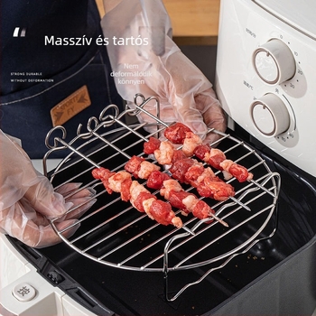 Kerek rozsdamentes acélból készült légsütő dupla rétegű gőz/grill rács, hordozható, könnyen tisztítható, rozsdamentes