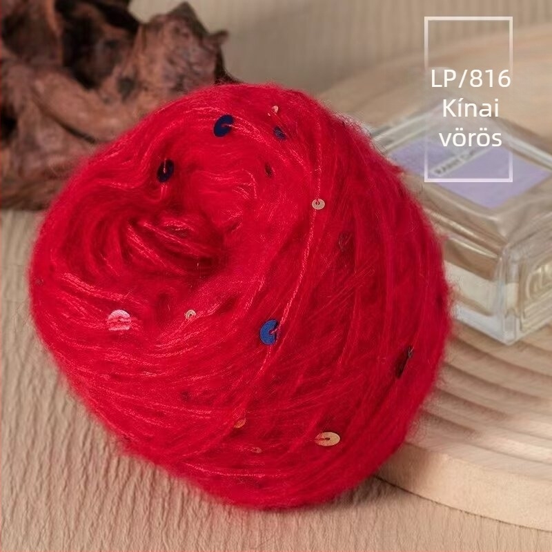Mohair fonal kötéshez — DIY készlet sálhoz és sapkához pailettákkal