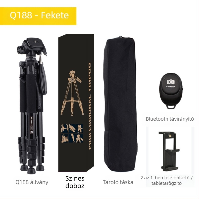 Zomei Q188 állvány 3-tengelyes fejjel, alumínium ötvözet, teherbírás 5 kg, gyorskioldó lemez