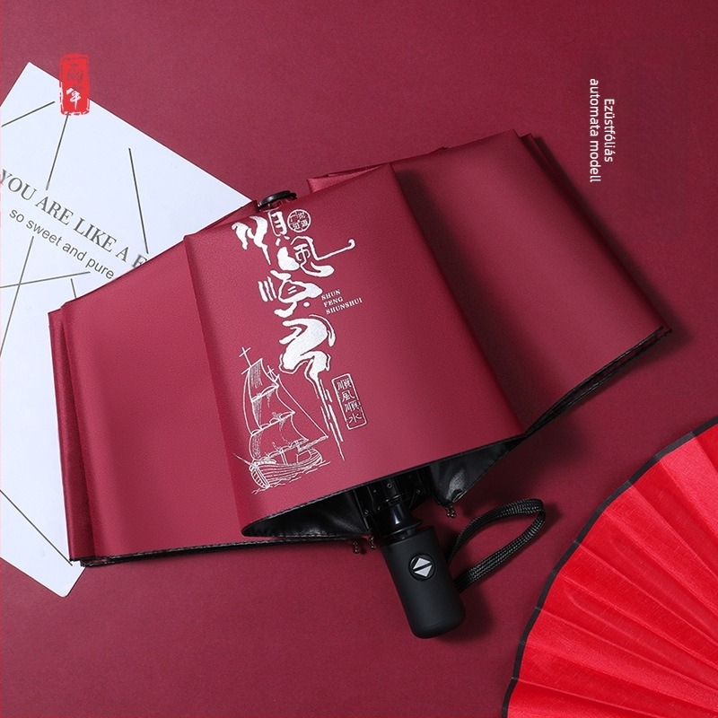 Összecsukható esernyő medve figura dizájnnal, 8 acél bordával, 190T vászon vinil bevonattal, automatikus nyitás, félautomata zárás, UV védelem UPF 30+