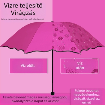 Női összecsukható nap- és eső ernyő, kézi nyitás-zárás, UPF 50+, 8 acél merevítő, tömeg 320 g