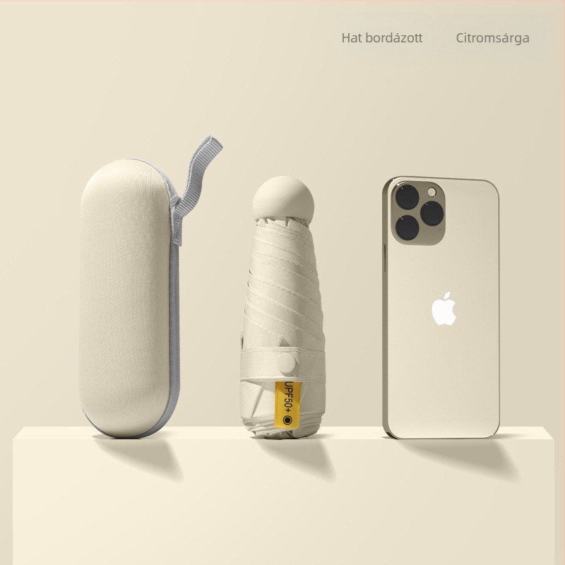 Red Leaves Öt szegmensből álló napernyő, uniszex, kompakt, 6 bordás váz, manuális nyitás, UPF 50+, 190T anyag