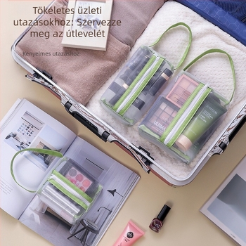 Kozmetikai táska – átlátszó hálós, nylon + háló, kézitáska stílus, többfunkciós utazási szervező kozmetikumok számára (Modell 01B1300)