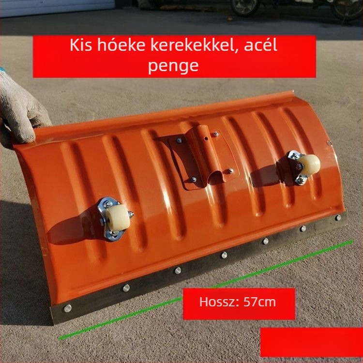 Hótoló lapát közepes széntartalmú acél fejjel és fa nyéllel, tömege 1,2 kg, fej vastagsága 1,3 mm