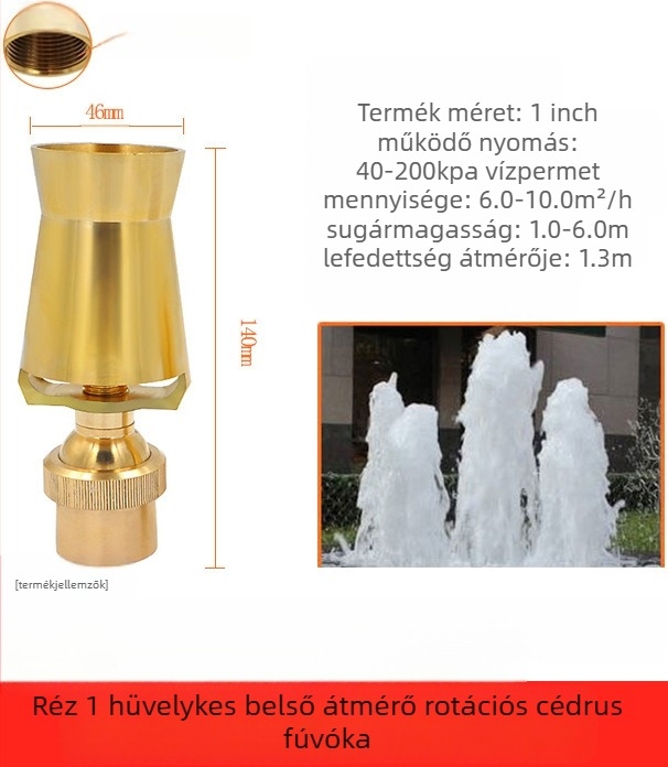 Szökőkúti fej, teljesen rézből, 304 rozsdamentes acél, univerzálisan állítható, jégtorony-fa design tájképekhez