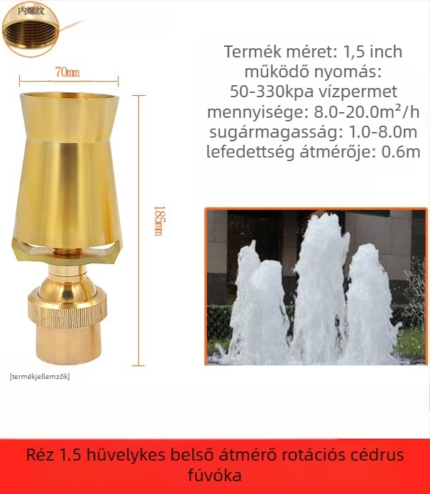 Szökőkúti fej, teljesen rézből, 304 rozsdamentes acél, univerzálisan állítható, jégtorony-fa design tájképekhez