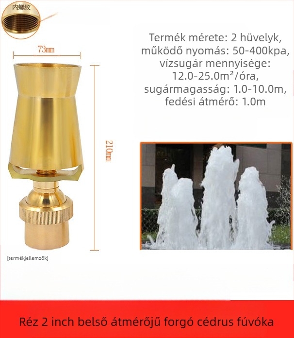 Szökőkúti fej, teljesen rézből, 304 rozsdamentes acél, univerzálisan állítható, jégtorony-fa design tájképekhez