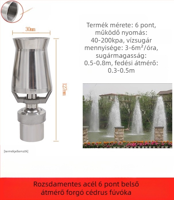 Szökőkúti fej, teljesen rézből, 304 rozsdamentes acél, univerzálisan állítható, jégtorony-fa design tájképekhez