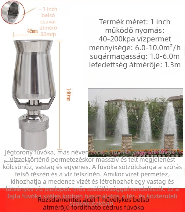 Szökőkúti fej, teljesen rézből, 304 rozsdamentes acél, univerzálisan állítható, jégtorony-fa design tájképekhez