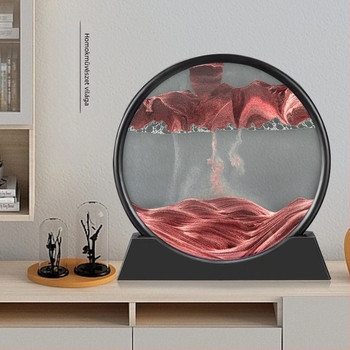 Üveg 3D homokóra, dinamikus homokművészeti dekoráció, modern minimalist stílusú asztali és nappali dekoráció