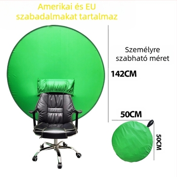 Rugalmas összehajtható chroma-key háttér textil, poliészter anyag, több méret opció, azonosító fotóhoz alkalmas, logó nyomtatható