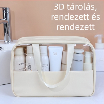 Patchwork PVC kozmetikai táska, vízálló, koreai stílusú, utazáshoz