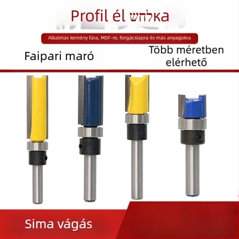 Faipari finiselő vágófej csapágyakkal, 6.35 mm szár, egyenes/másoló maró a marógéphez