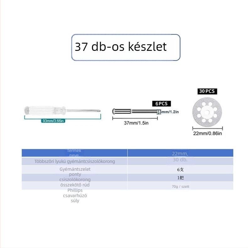 WELIBA vágólemez-készlet — gyémántos és gyantázott korongok magas sebességű acélhoz, fához, fémszhez és jade vágásához; maximális vonalsebesség 20000