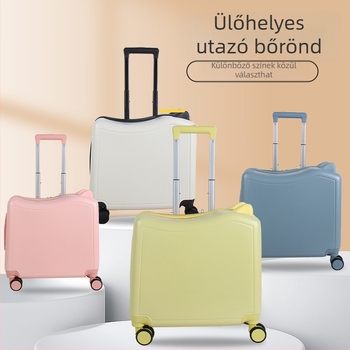 Gyerekeknek készült utazó koff macskafül-dizájnnal, cipzáras nyitás, univerzális kerekek, jelszavas zár, súly 2,8 kg