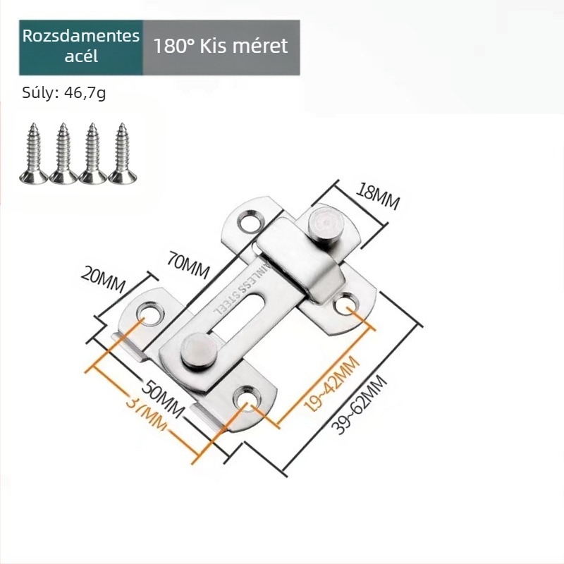 Nerez acél ajtózár, H-típus retesz, ajtó kiegészítő, felület spray bevonat, Meishijia