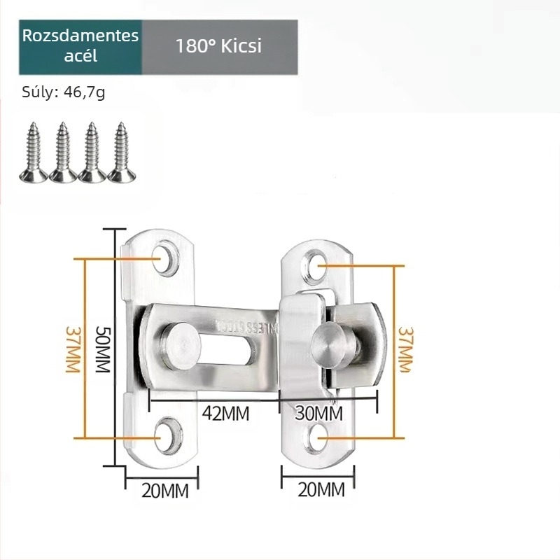 Nerez acél ajtózár, H-típus retesz, ajtó kiegészítő, felület spray bevonat, Meishijia