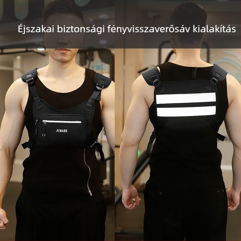 Férfi mellkas táska - poliészter, vízálló és ultra könnyű, betűs minta, tavasz 2024