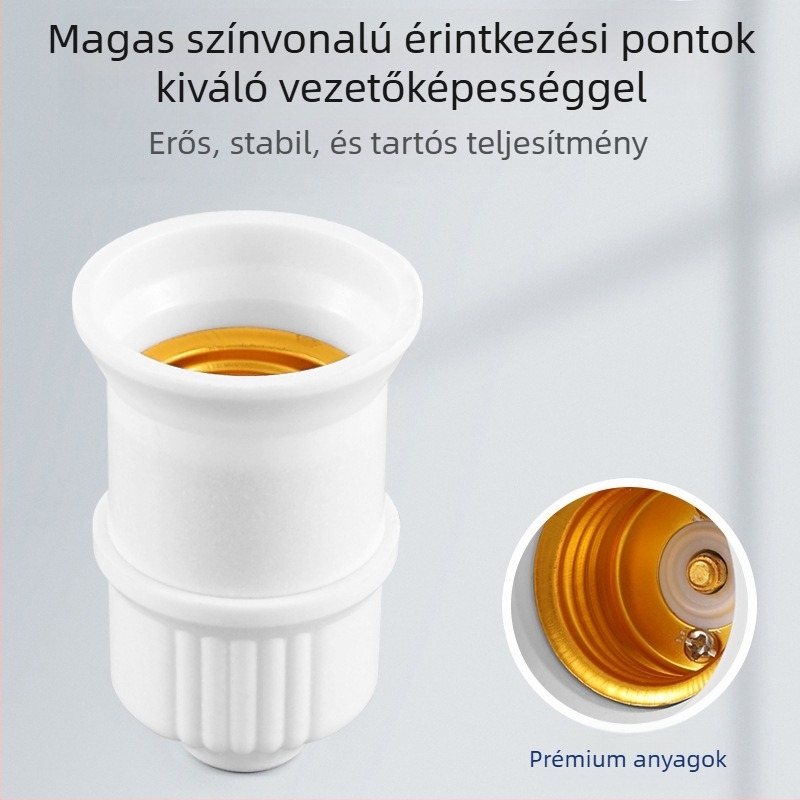 E27 kerámia csavaros lámpatartó, PVC test és árnyékoló, IP20, modell QPD-008, tápfeszültség aljzatból