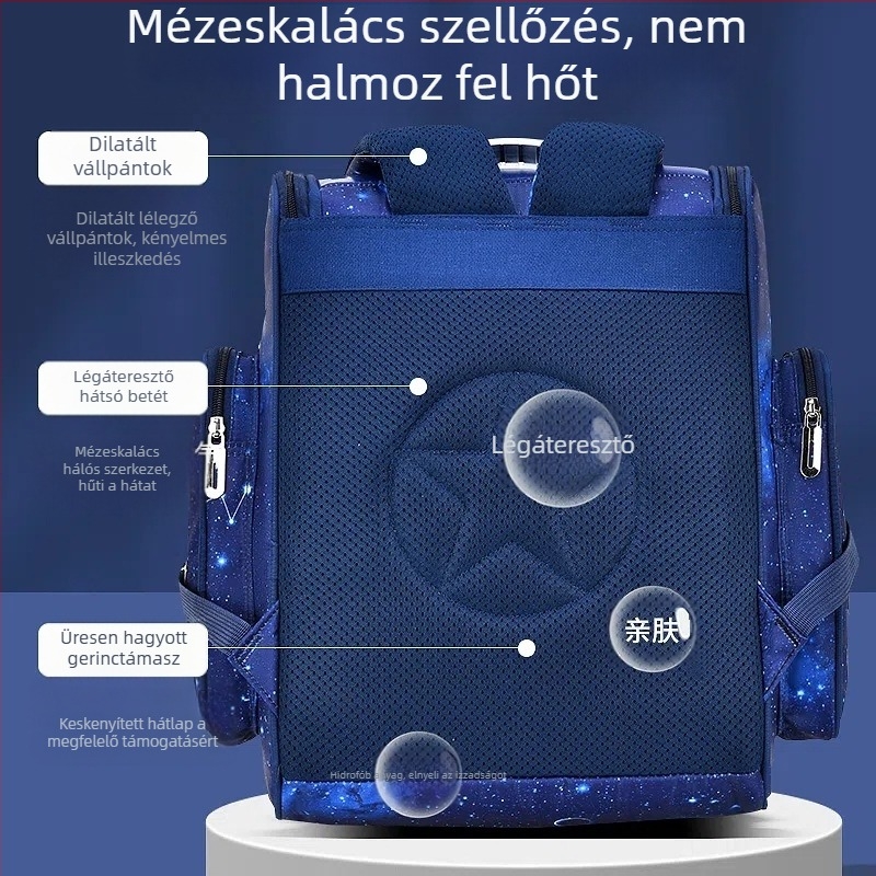 Uniszex iskolatáska űr témájú, nylon, modell 8204, lélegző, vízálló, lopás elleni védelem