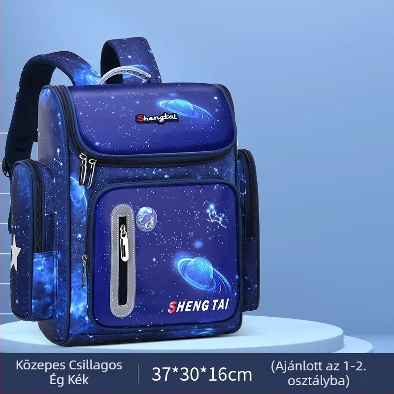 Uniszex iskolatáska űr témájú, nylon, modell 8204, lélegző, vízálló, lopás elleni védelem