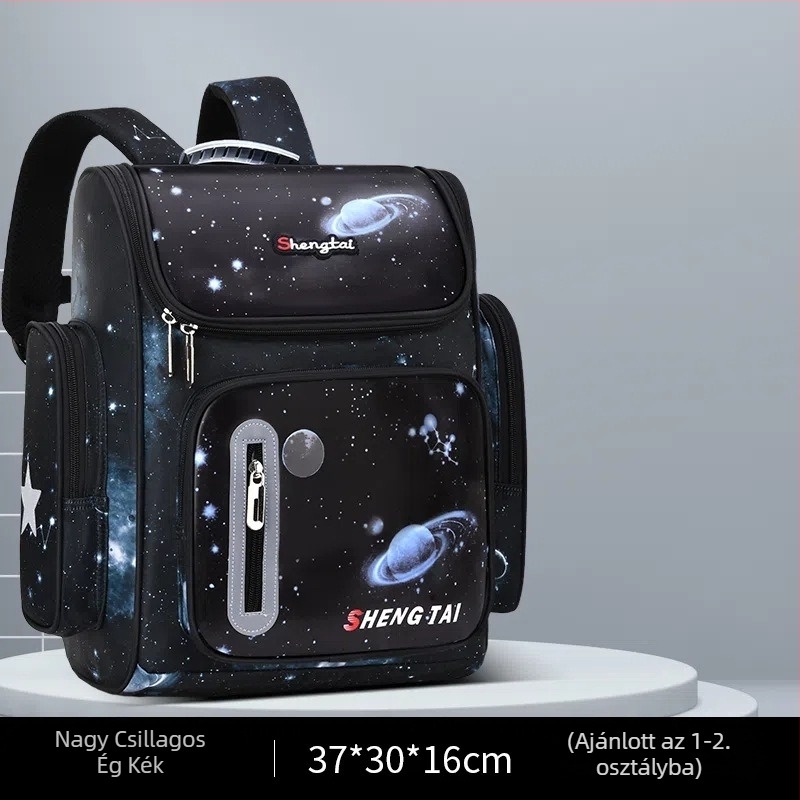 Uniszex iskolatáska űr témájú, nylon, modell 8204, lélegző, vízálló, lopás elleni védelem