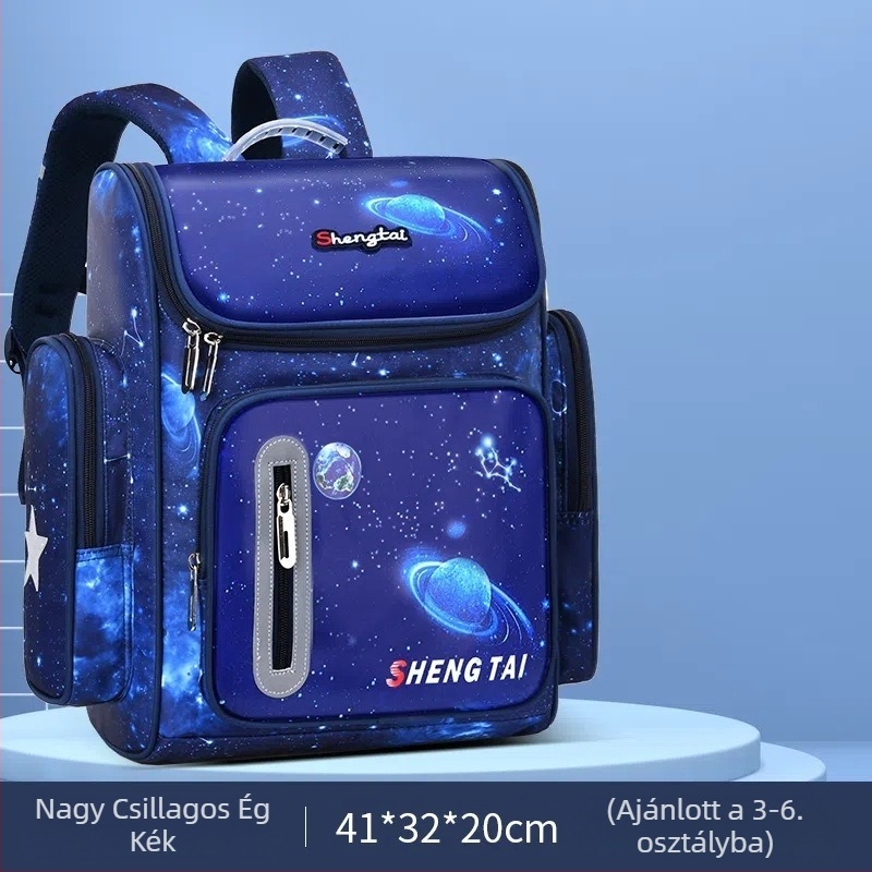 Uniszex iskolatáska űr témájú, nylon, modell 8204, lélegző, vízálló, lopás elleni védelem