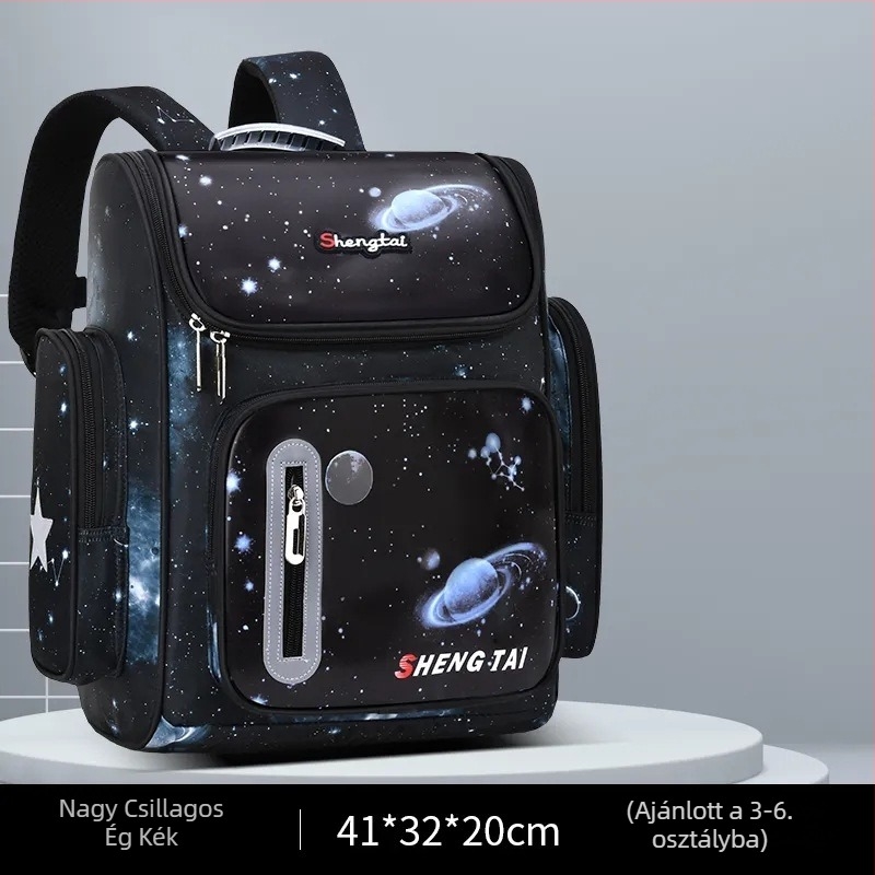 Uniszex iskolatáska űr témájú, nylon, modell 8204, lélegző, vízálló, lopás elleni védelem