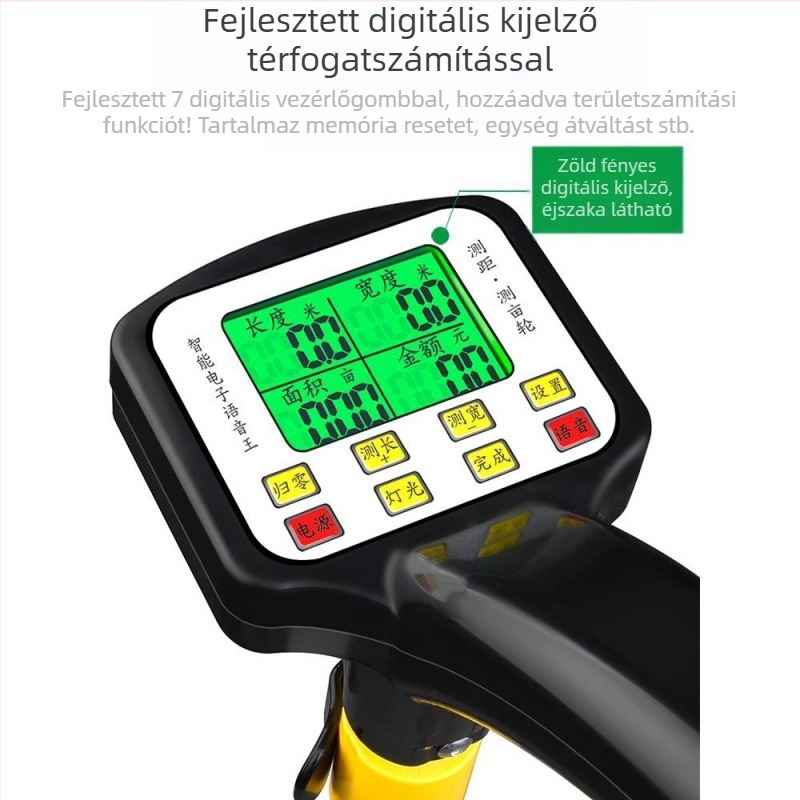 Távolságmérő kerék — kézi tolású, görgős típusú mérőeszköz, mechanikus digitális kijelző, külső méréshez