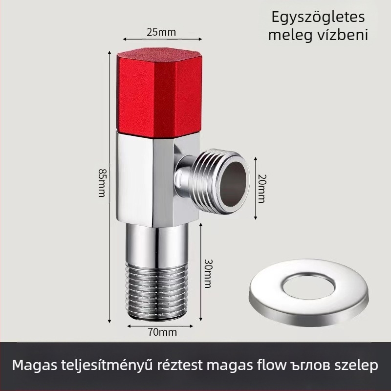 Sárgaréz szögletes szelep, falba építhető, modell 8289, üzemi nyomás 1,6 MPa, belső Ø14 mm