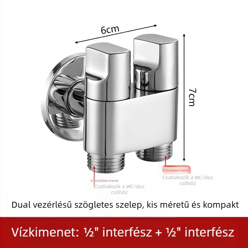 Sárgaréz szögletes szelep, falba építhető, modell 8289, üzemi nyomás 1,6 MPa, belső Ø14 mm