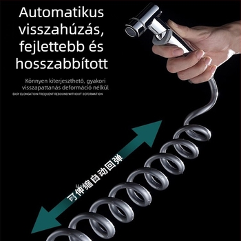 Shower tömlő PU magasnyomású teleszkópos csővel, réz+PU kivitel, menetes csatlakozás, modell 4, névleges nyomás normál